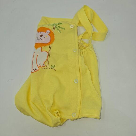 Vintage Healthtex Sun Suit Romper Jumper Yellow Lion Unisex 12 Month One Piece - Picture 9 of 9